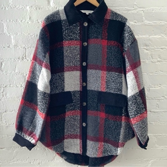 DAVI & DANI Jackets & Blazers - DAVI & DANI Oversized Plaid Shacket Button Up Wool Blend Textured Flannel Jacket
